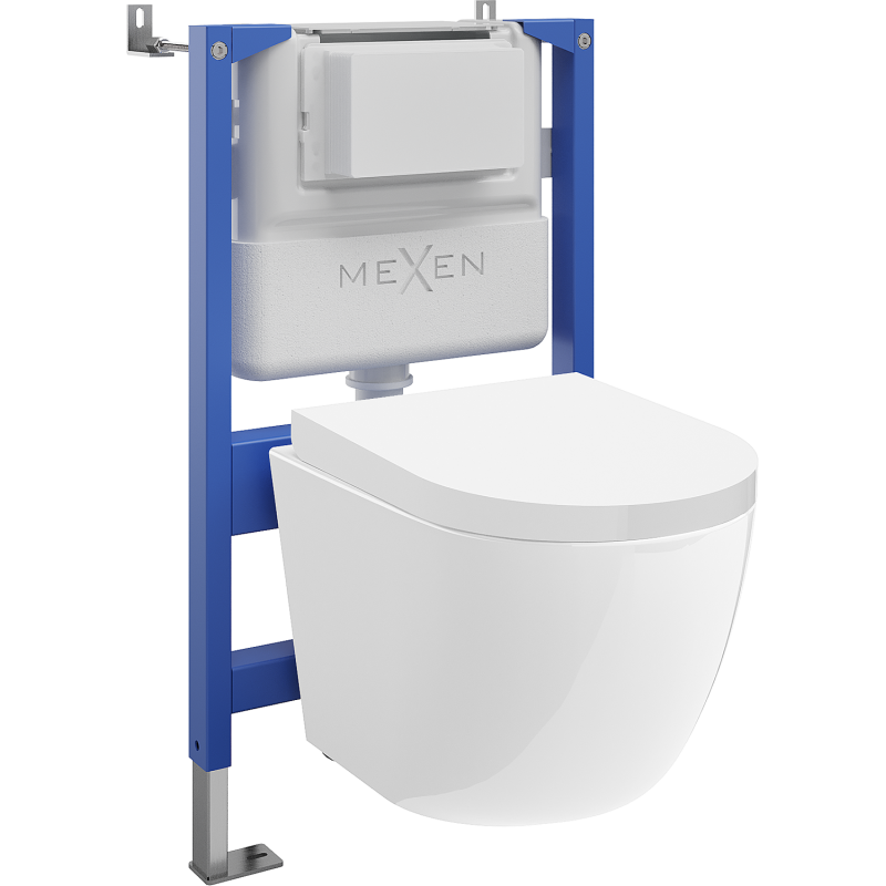 Mexen Lena WC Concealed Set Pneumatic Frame Tex Air XS-F with Toilet Bowl and Soft-Close Seat, White - 610830220200A