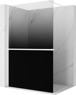 Mexen Kioto+ shower wall with shelf Walk-in 100 x 200 cm, black ombre 8 mm, white - 800-100-121-20-76