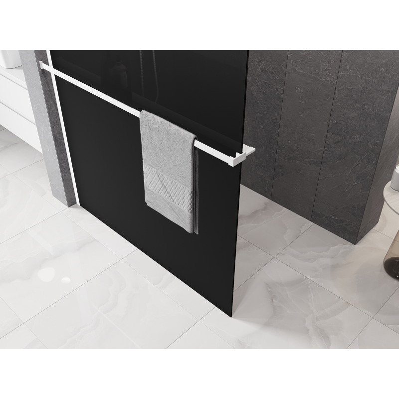 Mexen Kioto+ shower wall with shelf Walk-in 130 x 200 cm, ombre black 8 mm, white - 800-130-121-20-76