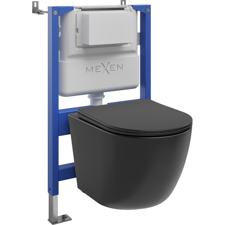 Mexen Lena WC Concealed Set Pneumatic Frame Tex Air XS-F with WC Bowl and Soft-Close Seat, Black Matte - 610830221085A