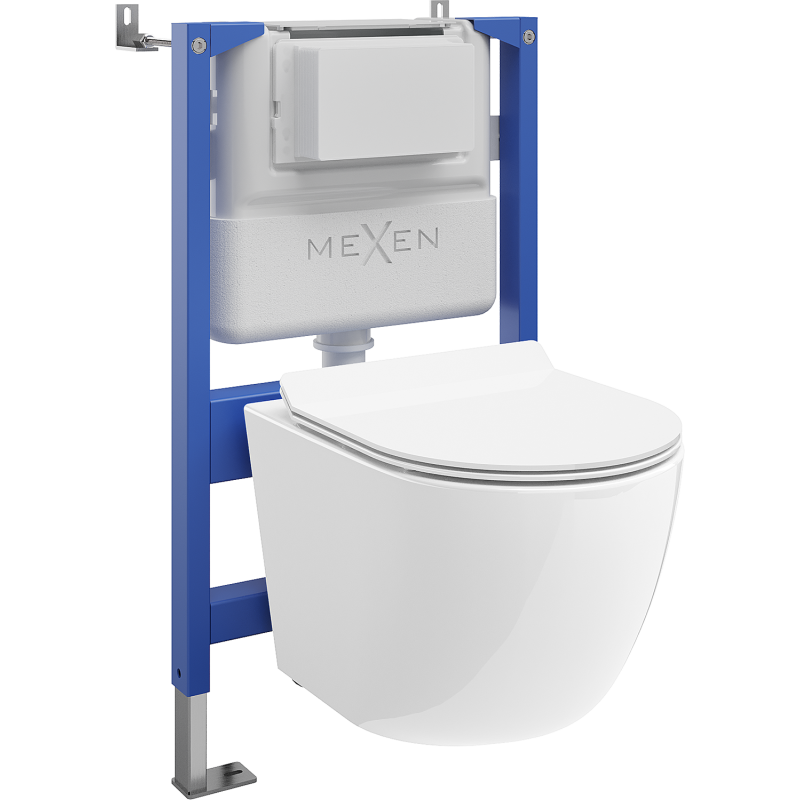 Mexen Lena WC Concealed Set Tex Air XS-F with Pneumatic Frame, Toilet Bowl, and Soft-Close Seat, White - 610830224000A