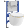 Mexen Lena Under-wall WC set Tex Air XS-F pneumatic frame with WC bowl and soft-close seat, white/gold - 610830224005A