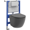 Mexen Lena concealed WC set pneumatic frame Tex Air XS-F with toilet bowl and soft-close seat, dark gray matte - 610830224071A