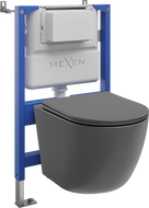Mexen Lena concealed WC set pneumatic frame Tex Air XS-F with toilet bowl and soft-close seat, dark gray matte - 610830224071A