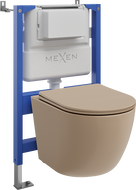 Mexen Lena WC Concealed Kit Tex Air XS-F Pneumatic Frame with Toilet Bowl and Soft-Close Seat, Matte Cappuccino - 610830224064A