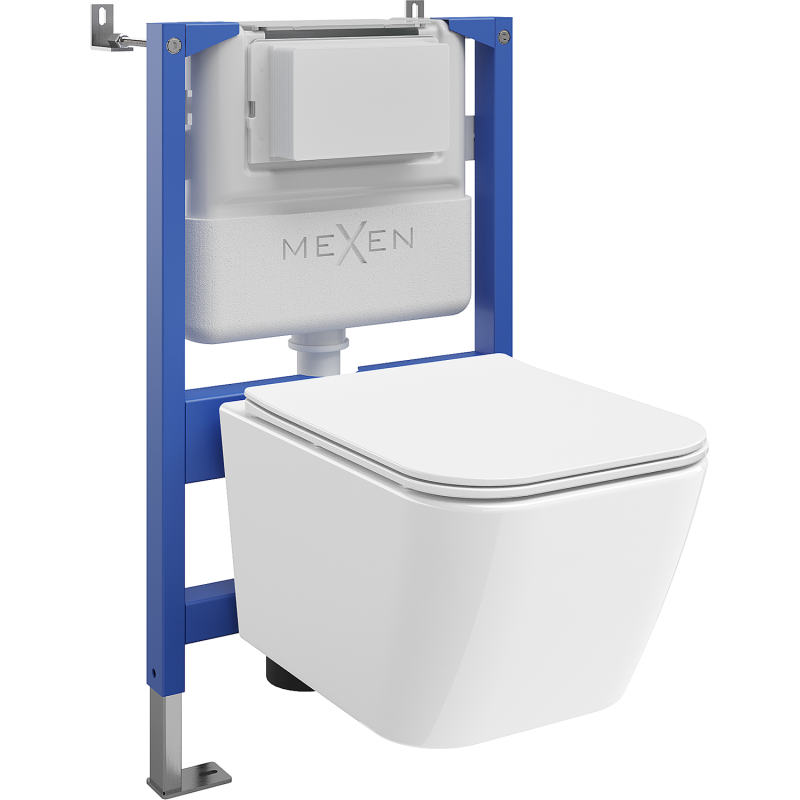 Mexen Madox WC Concealed Set Pneumatic Frame Tex Air XS-F with WC Bowl and Soft-Close Seat, White - 610830154000A