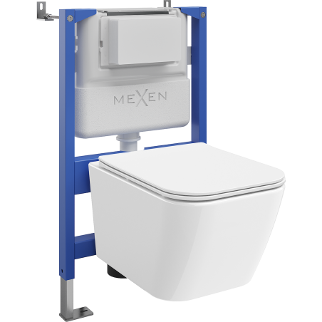 Mexen Madox WC Concealed Set Pneumatic Frame Tex Air XS-F with WC Bowl and Soft-Close Seat, White - 610830154000A