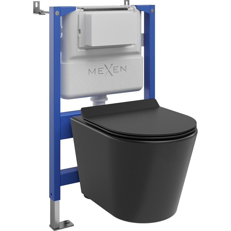 Mexen Rico WC Concealed Set Tex Air XS-F with Pneumatic Frame, Tornado WC Bowl, and Soft-Close Seat, Matte Black