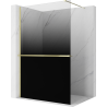 Mexen Kioto+ shower screen with shelf Walk-in 150 x 200 cm, black ombre 8 mm, gold - 800-150-121-50-76