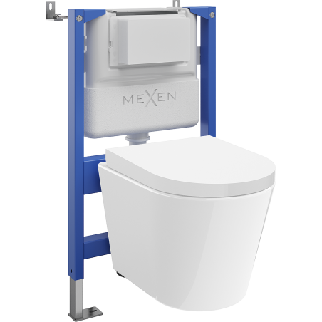 Mexen Rico WC Concealed Set Pneumatic Frame Tex Air XS-F with Toilet Bowl and Soft-Close Seat, White - 610830720200A