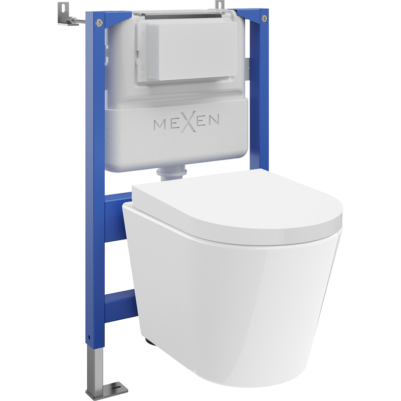 Mexen Rico WC Concealed Set Tex Air XS-F with Pneumatic Frame, Tornado WC Bowl and Soft-Close Seat, White - 610830720200TA