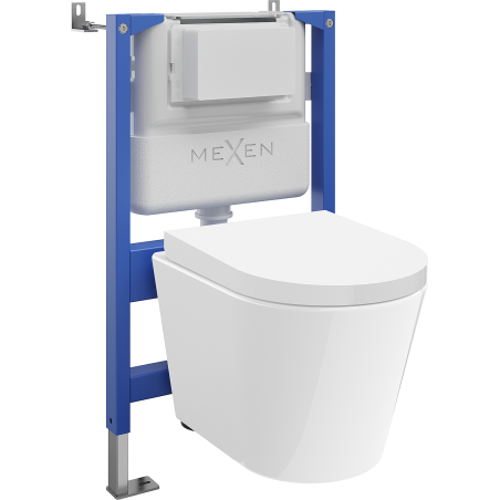 Mexen Rico WC Concealed Set Tex Air XS-F with Pneumatic Frame, Tornado WC Bowl and Soft-Close Seat, White - 610830720200TA