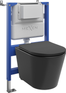 Mexen Rico WC Concealed Set Tex Air XS-F with Tornado Rimless Toilet Bowl and Soft-Close Seat, Matte Black - 610830721085TA