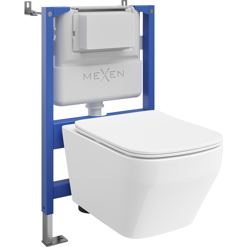 Mexen Riva concealed WC set with pneumatic frame Tex Air XS-F with WC bowl Tornado and soft-closing seat, white - 610830630200TA