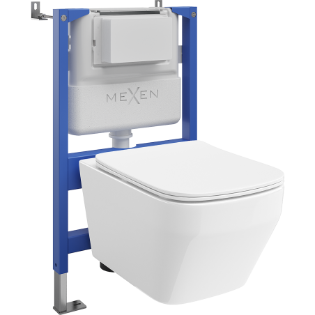 Mexen Riva concealed WC set with pneumatic frame Tex Air XS-F with WC bowl Tornado and soft-closing seat, white - 610830630200TA