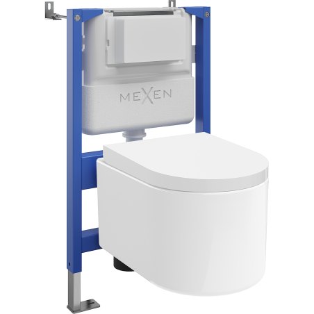 Mexen Sofia WC Concealed Set Pneumatic Frame Tex Air XS-F with WC Bowl and Soft-Close Seat, White - 610830540200A