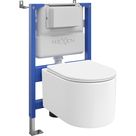 Mexen Sofia WC Concealed Set with Tex Air XS-F Pneumatic Frame, Tornado WC Bowl, and Soft-Close Seat, White - 610830540300TA