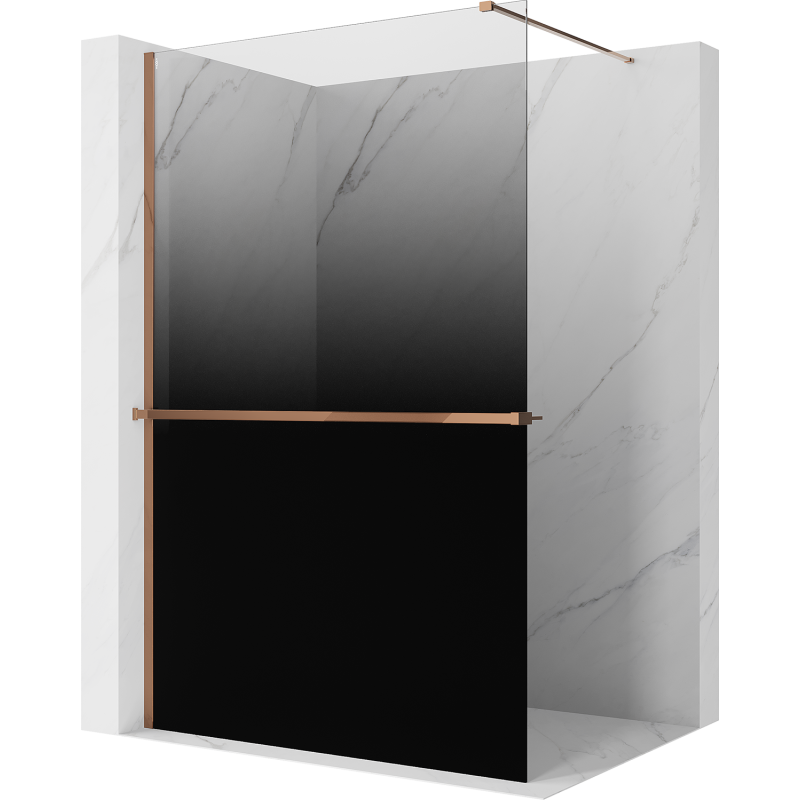 Mexen Kioto+ Walk-in Shower Screen with Shelf 100 x 200 cm, Black Ombre 8 mm, Rose Gold - 800-100-121-60-76