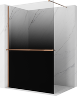 Mexen Kioto+ Walk-in Shower Screen with Shelf 100 x 200 cm, Black Ombre 8 mm, Rose Gold - 800-100-121-60-76