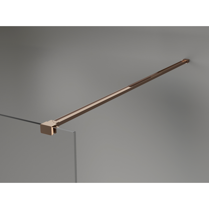 Mexen Kioto+ shower wall with shelf Walk-in 110 x 200 cm, black ombre 8 mm, rose gold - 800-110-121-60-76