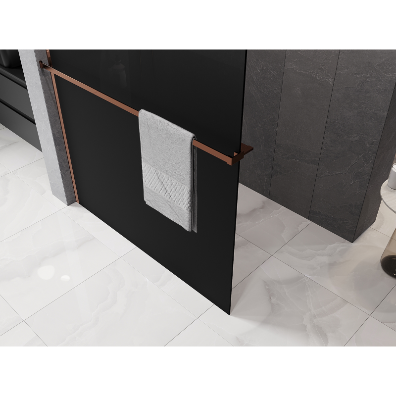 Mexen Kioto+ shower wall with shelf Walk-in 110 x 200 cm, black ombre 8 mm, rose gold - 800-110-121-60-76
