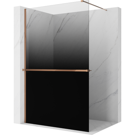Mexen Kioto+ shower wall with shelf Walk-in 110 x 200 cm, black ombre 8 mm, rose gold - 800-110-121-60-76