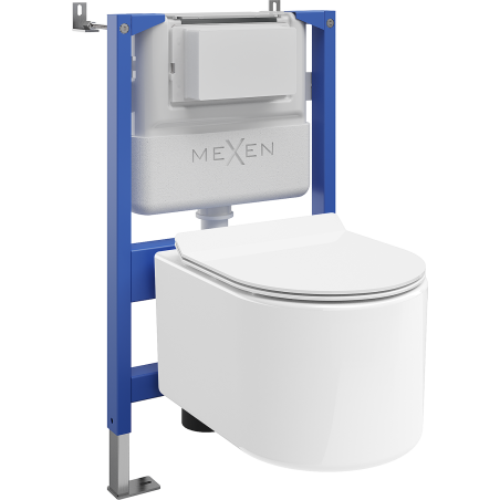Mexen Sofia Concealed WC Kit Tex Air XS-F Pneumatic Frame with Tornado WC Bowl and Slow-Close Seat, White - 610830544000TA
