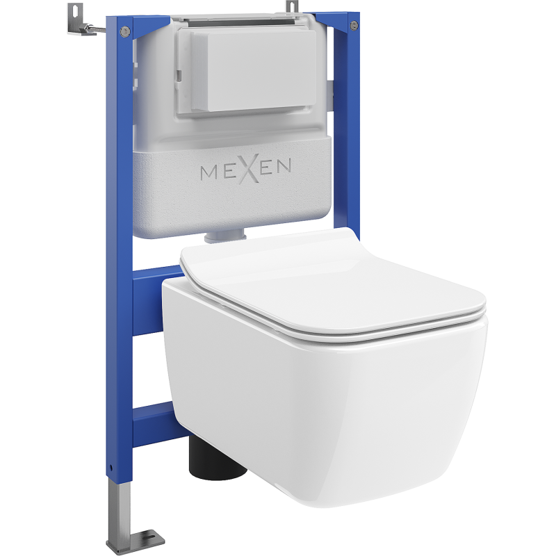 Mexen Stella WC Concealed Set Tex Air XS-F Pneumatic Frame with Toilet Bowl and Soft-Close Seat, White - 610830680800A