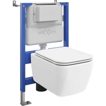 Mexen Stella WC Concealed Set Tex Air XS-F Pneumatic Frame with WC Bowl and Soft-Close Seat, White - 610830680900A