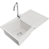 Mexen Cesar 1-bowl granite sink with drainer and Telma kitchen tap, white - 6514-20-670200-00