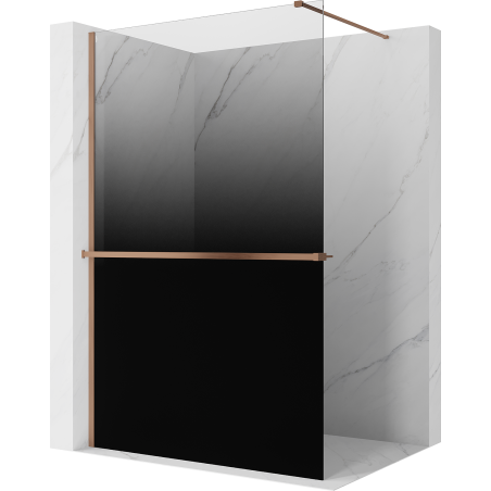 Mexen Kioto+ shower wall with shelf Walk-in 70 x 200 cm, ombre black 8 mm, brushed copper - 800-070-121-65-76