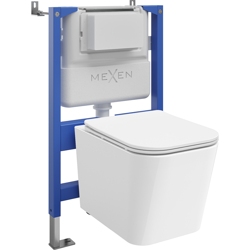 Mexen Teo concealed WC set with pneumatic frame Tex Air XS-F with Tornado bowl and soft-close seat, white - 610830850600TA