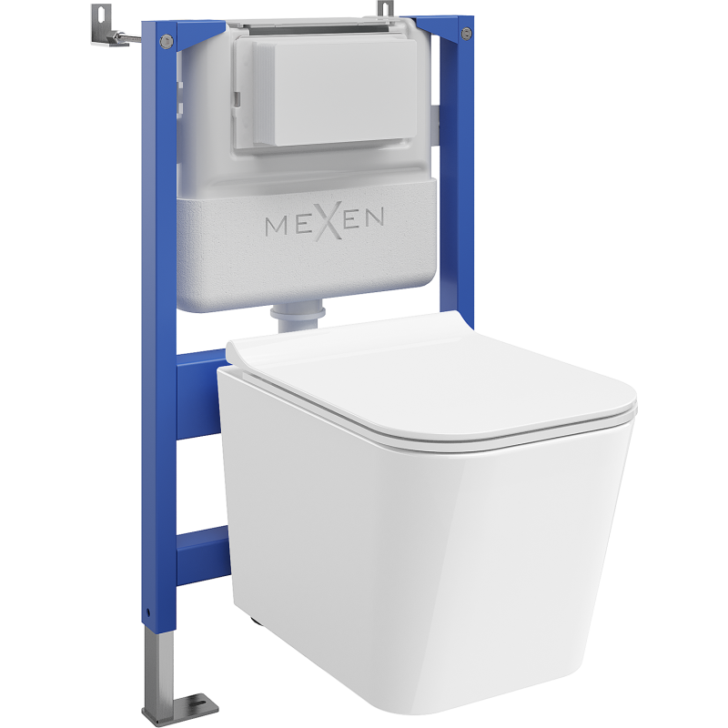 Mexen Teo WC Concealed Installation Set Tex Air XS-F with Pneumatic Frame, WC Bowl, and Soft-Close Seat, White - 610830850700A