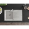 Mexen Cesar 1-bowl granite sink with drainer and Telma kitchen tap, white - 6514-20-670200-00