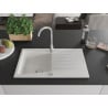 Mexen Cesar 1-bowl granite sink with drainer and Telma kitchen tap, white - 6514-20-670200-00