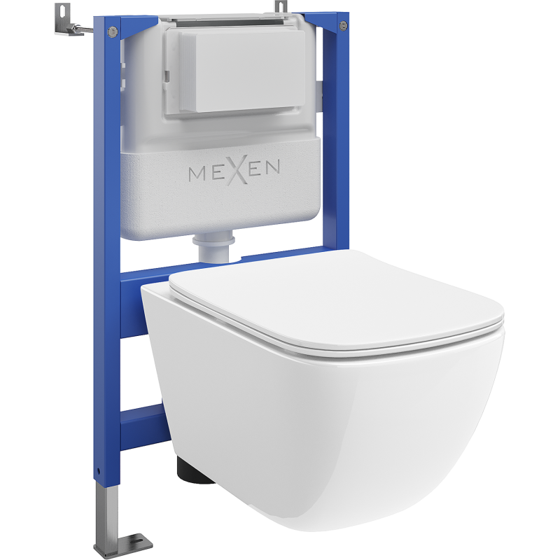 Mexen Timo WC concealed system with pneumatic frame Tex Air XS-F, Tornado bowl and soft-closing seat, white - 610830650200TA