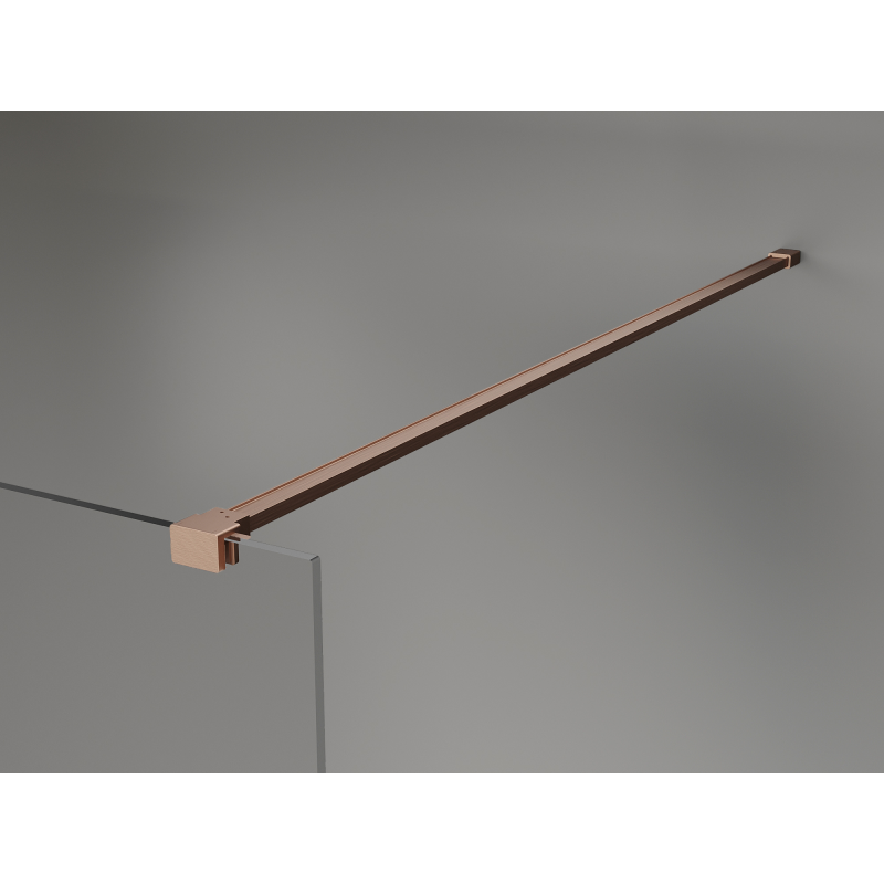 Mexen Kioto+ shower wall with shelf Walk-in 100 x 200 cm, black ombre 8 mm, brushed copper - 800-100-121-65-76