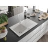 Mexen Cesar 1-bowl granite sink with drainer and Telma kitchen tap, white - 6514-20-670200-20