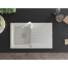Mexen Cesar granite 1-bowl kitchen sink with drainer and Telma kitchen faucet, white - 6514-20-670200-20