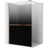 Mexen Kioto+ shower wall with shelf Walk-in 130 x 200 cm, black ombre 8 mm, brushed copper - 800-130-121-65-76