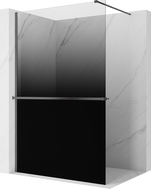 Mexen Kioto+ shower panel with shelf Walk-in 80 x 200 cm, black ombre 8 mm, brushed gun gray - 800-080-121-66-76