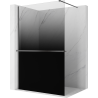 Mexen Kioto+ shower wall with shelf Walk-in 130 x 200 cm, ombre black 8 mm, brushed gun gray - 800-130-121-66-76