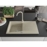 Mexen Cesar granit sink 1-bowl with drainer and Telma kitchen faucet, beige - 6514-69-670200-69