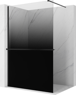 Mexen Kioto+ shower wall with shelf Walk-in 70 x 200 cm, black ombre 8 mm, black - 800-070-121-70-76