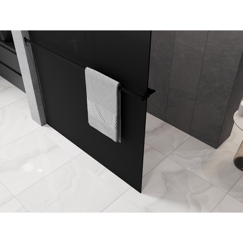 Mexen Kioto+ Walk-in Shower Wall with Shelf 90 x 200 cm, Black Ombre 8 mm, Black - 800-090-121-70-76
