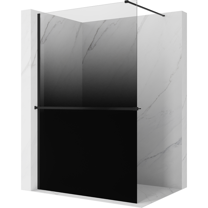 Mexen Kioto+ Walk-in Shower Wall with Shelf 90 x 200 cm, Black Ombre 8 mm, Black - 800-090-121-70-76