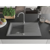 Mexen Cesar 1-bowl granite sink with drainer and Telma kitchen faucet, gray - 6514-71-670200-71