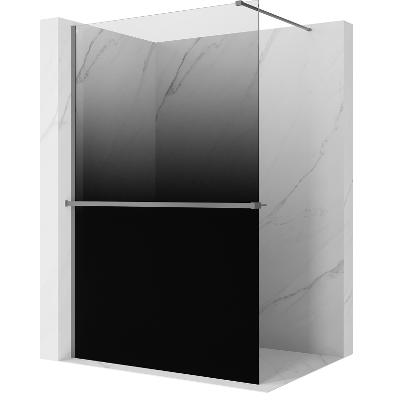 Mexen Kioto+ shower wall with shelf Walk-in 80 x 200 cm, black ombre 8 mm, gun metal - 800-080-121-95-76