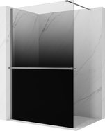 Mexen Kioto+ shower wall with shelf Walk-in 120 x 200 cm, black ombre 8 mm, gun metal - 800-120-121-95-76