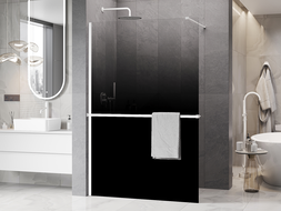 Mexen Kioto+ shower wall with shelf Walk-in 100 x 200 cm, black ombre 8 mm, white - 800-100-121-20-76